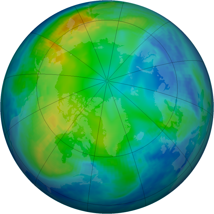 Arctic ozone map for 13 November 1992